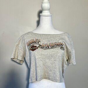 Vintage Harley Davidson Motorcycle Short Sleeve Crop Top, Women's Small